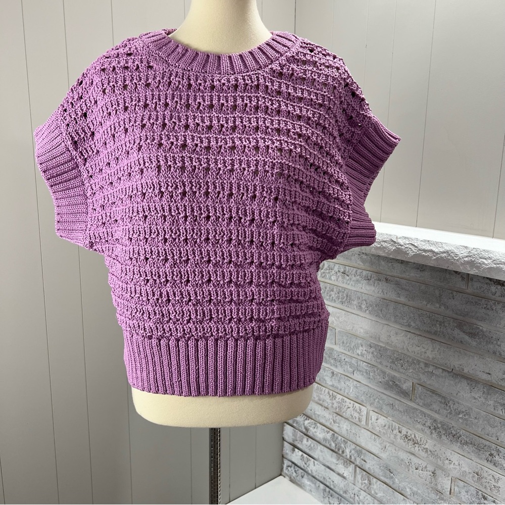 Varley Fillmore Twisted Knit Crewneck Relaxed Fit  Smokey Grape Sweater S NWT - Picture 2 of 6
